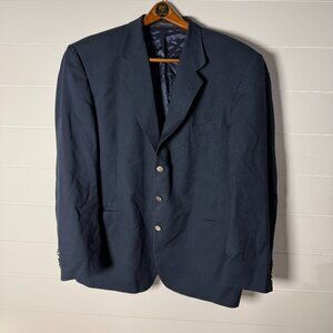 Paolo Vista Navy Blazer Sports Coat 100% Wool Super 120 Size 48R